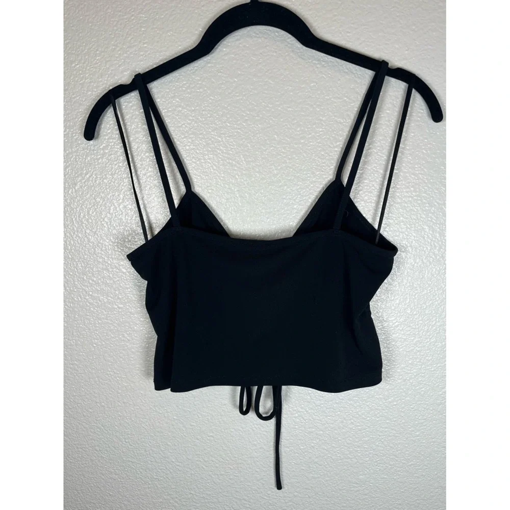 Zara Black Ruched Drawstring Cami Bralette Women's‎ MD